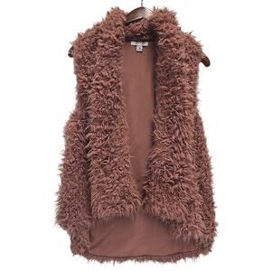 Favlux Womens Faux Fur Vest Size M Pink Hippie Boho Shag Cowgirl Festival
